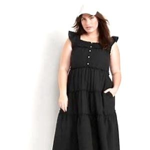 Flutter Sleeve Tiered Smock MIDI Swing Dress - NWT